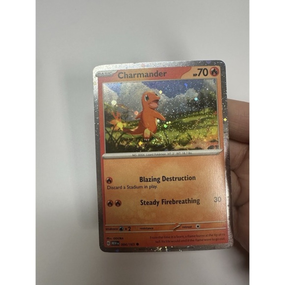 004/165 charmander cosmos holo FART SWIRL🌀‎ MP-LP See pics!  Pokemon Card